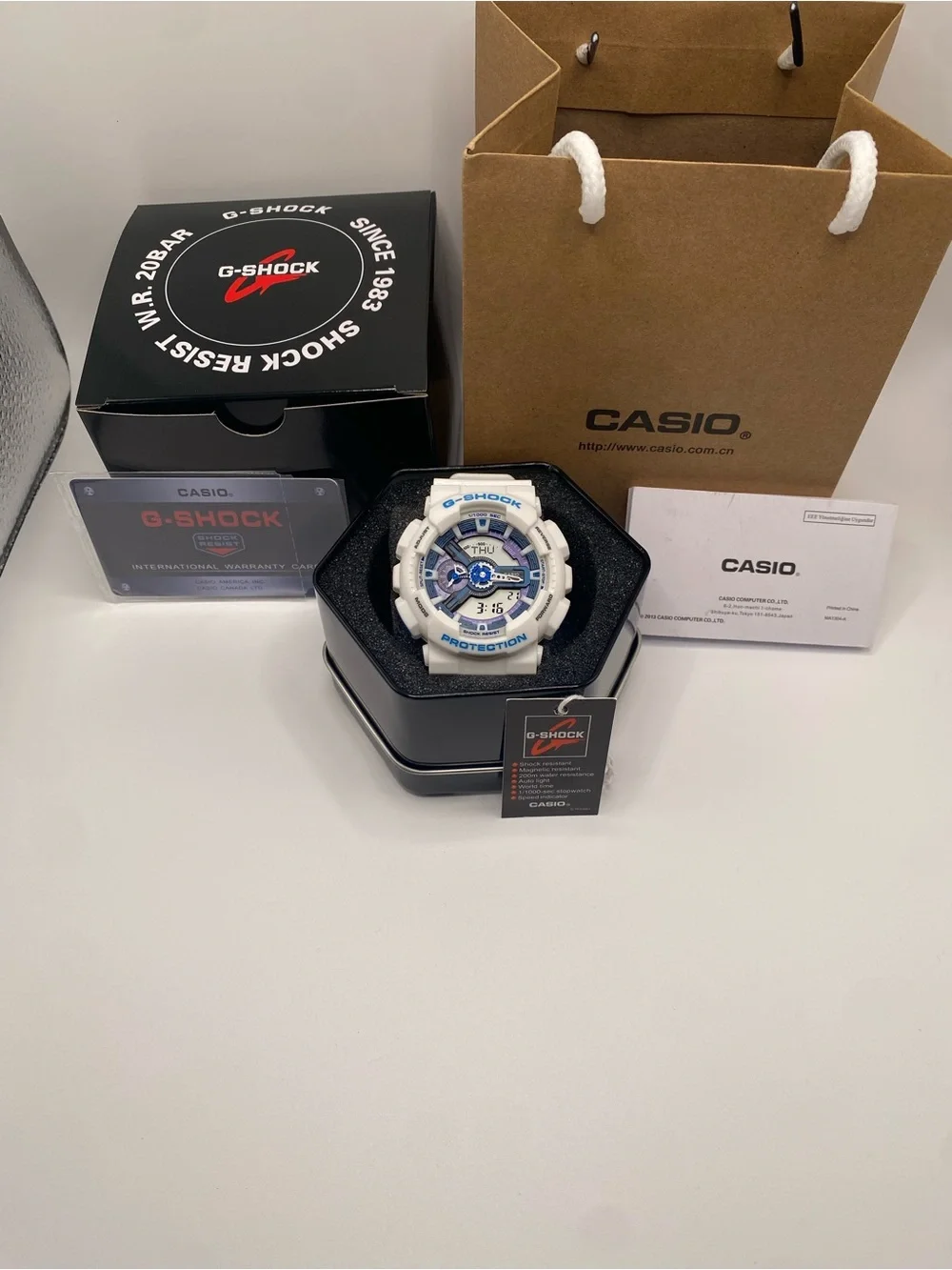 Casio G-Shock White and Blue Men's Sport Watch